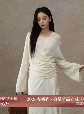 黑标BAIZHUO商场同款26春新款交叉围裹式系带设计针织衫AZ61KS064