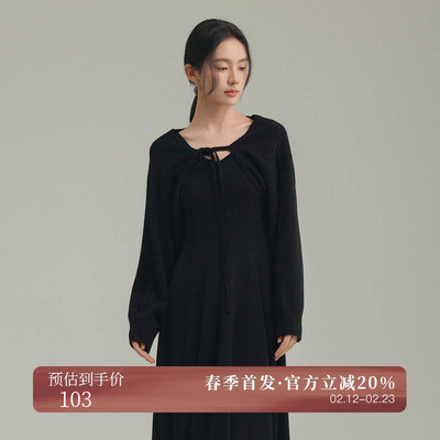 AIRIQI春季新款系带领口针织开衫