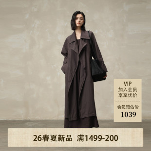 BAIZHUO商场同款26春新款松弛垂顺简约英伦风长款风衣女AZ61FY134