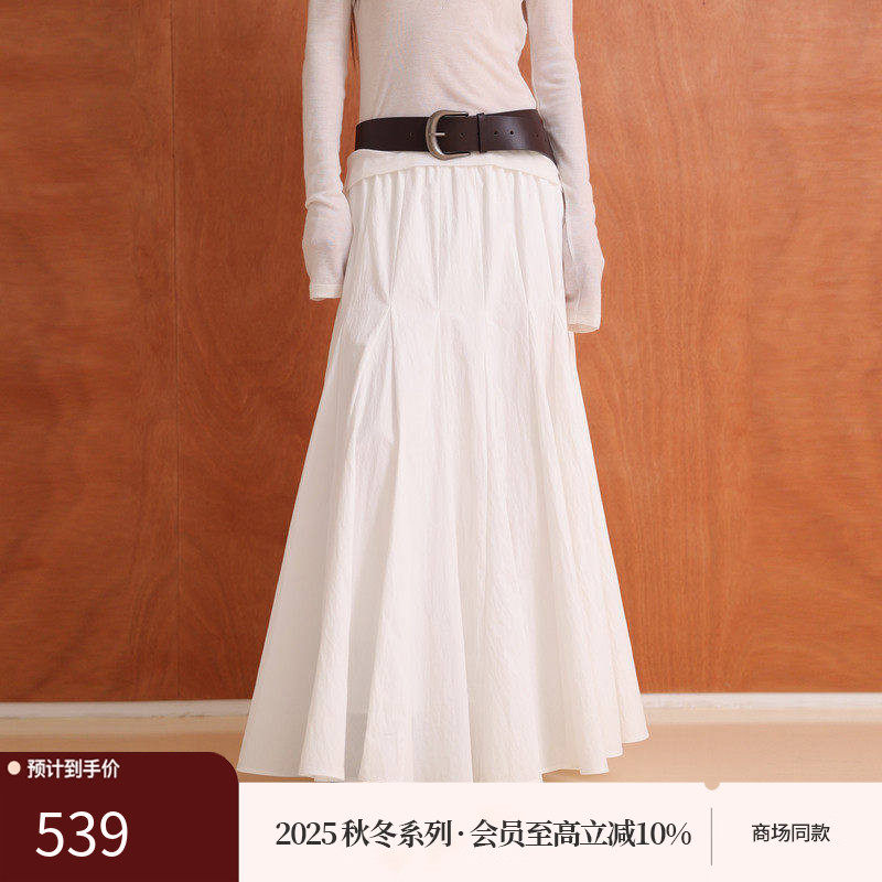 AIRIQI商场同款25秋新款休闲高腰百褶A字喇叭伞裙半身裙AY