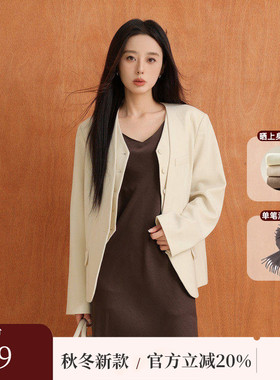 AIRIQI秋季新款休闲简约假两件叠穿设计感廓形西装外套AH43XZ295