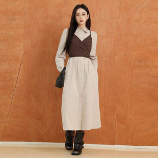 新款 吊带背心套装 法式 连衣裙 女AH44TZ498 复古收腰衬衫 AIRIQI秋季