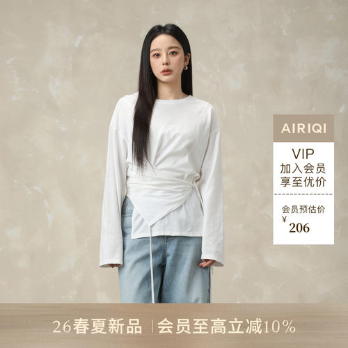AIRIQI26春新款圆领长袖针织t恤