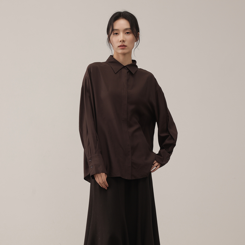 AIRIQI25冬新款松弛感桑蚕丝衬衫