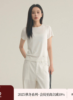 AIRIQI商场同款25秋新款圆领百搭正肩修身显瘦短袖T恤AX53TX057