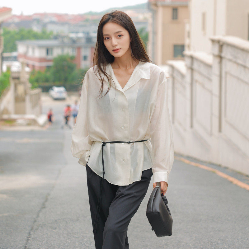 AIRIQI25秋新款长袖天丝衬衫