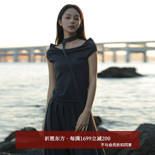 女AH53MS203 飘带一字肩设计感羊毛针织衫 AIRIQI商场同款 25秋新款