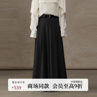 AIRIQI26春新款高腰褶皱半身裙