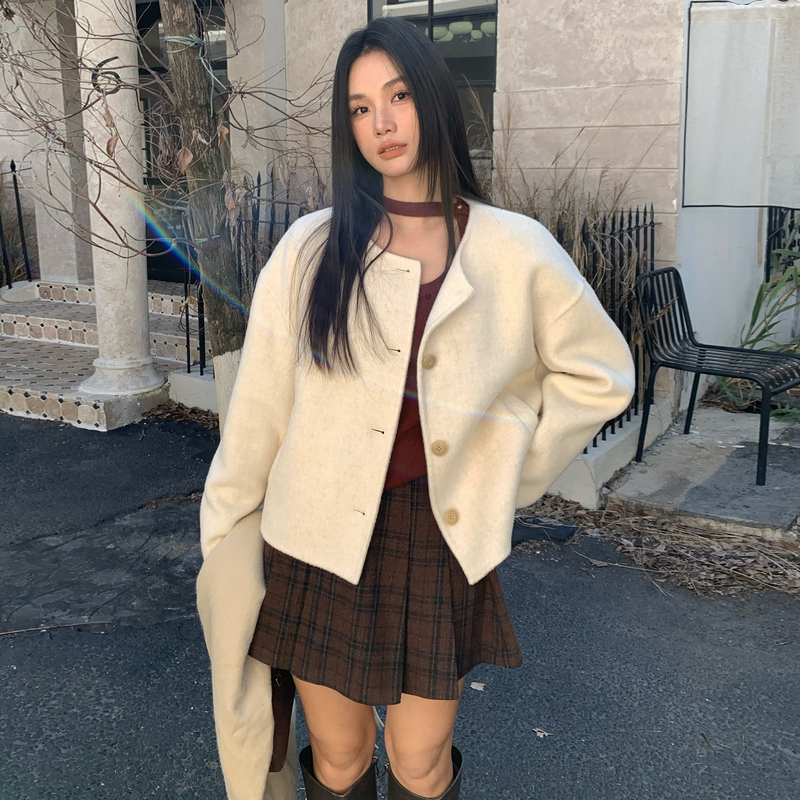 AIRIQI冬季新款羊毛短款毛呢外套