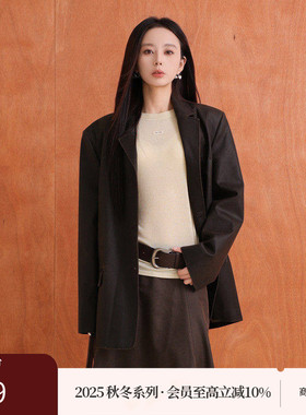 AIRIQI商场同款25秋新款休闲职场通勤宽肩廓形西装外套AY53XZ244