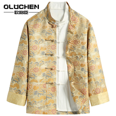 OULUCHEN中式改良复古唐装男新款中国风原创国潮上衣中老年外套