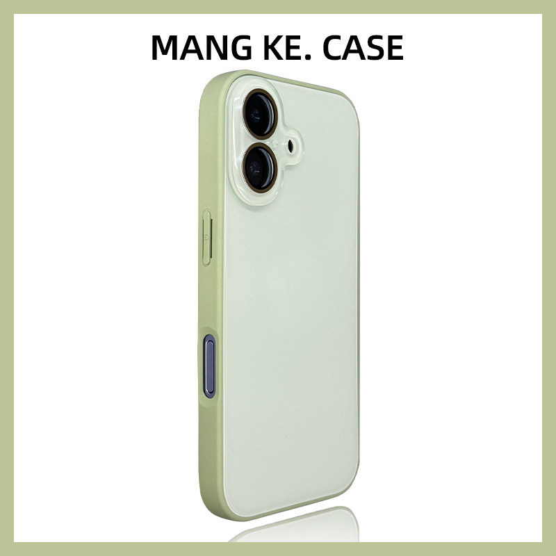 高品质冰感玻璃新款苹果17鼠尾草绿色适用iphone17手机壳镜头全包16软边ip15promax纯色14简约13防摔12情侣11