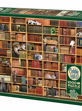 Cobblehill-猫咪图书馆-1000片-进口正品拼图益智解压烧脑玩具