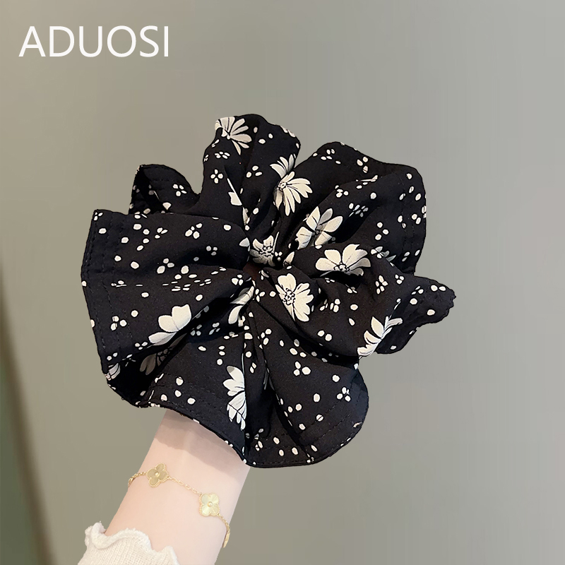 阿朵丝黑色碎花大肠发圈
