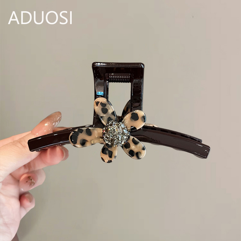 阿朵丝亚克力豹纹花朵大号抓夹