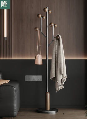 家用落地小型不锈钢衣帽架室内房间挂衣服的架子卧室实木挂衣架