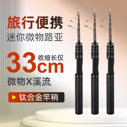 碳素便携迷你路亚竿33cm微物溪流钛合金竿稍伸缩马口