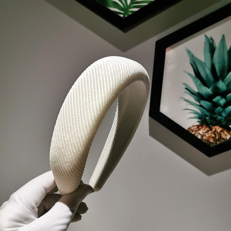 韩国进口米白色条绒高颅顶宽发箍高级感厚海绵头箍发饰压发卡头饰