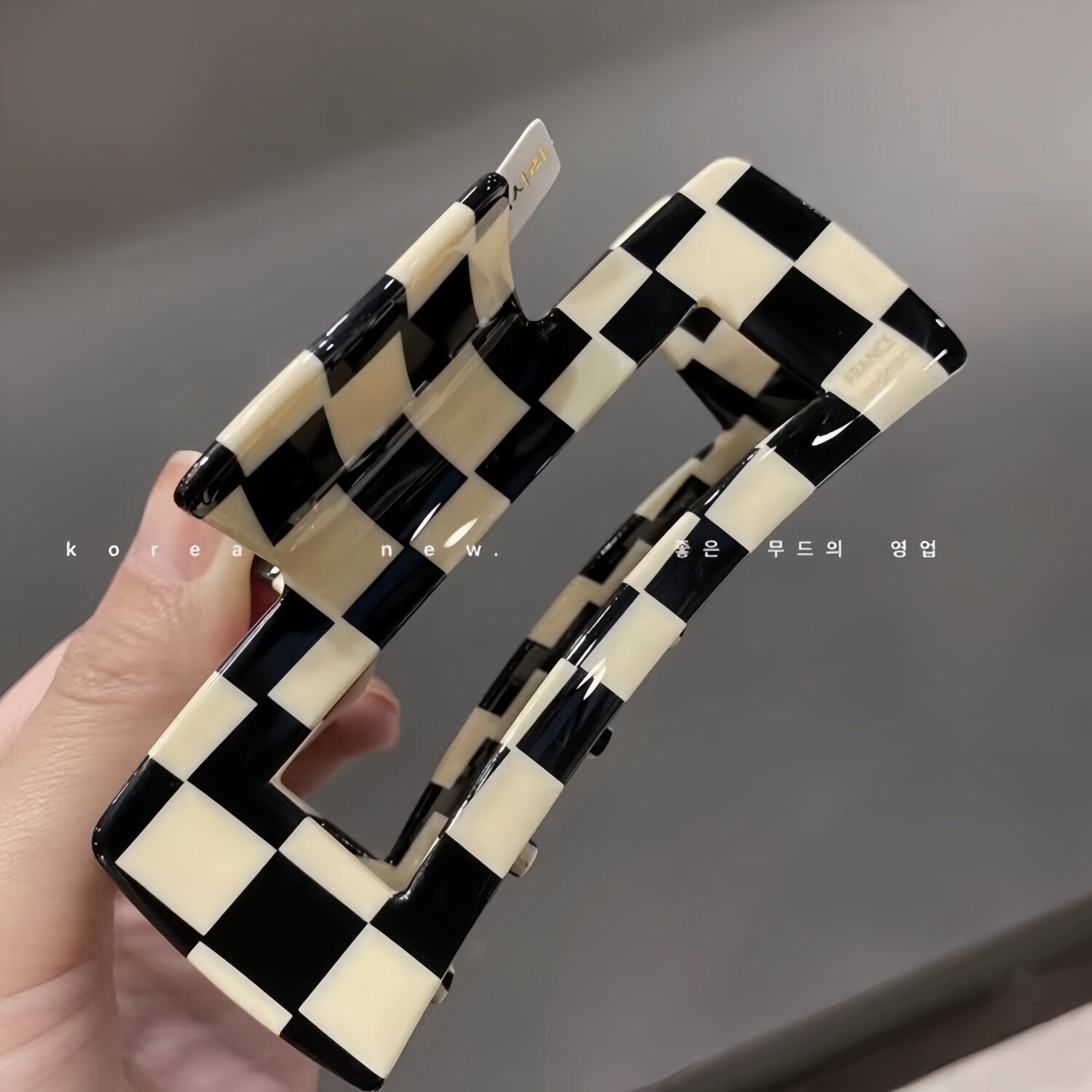 韩国进口时尚棋盘格抓夹大号发饰