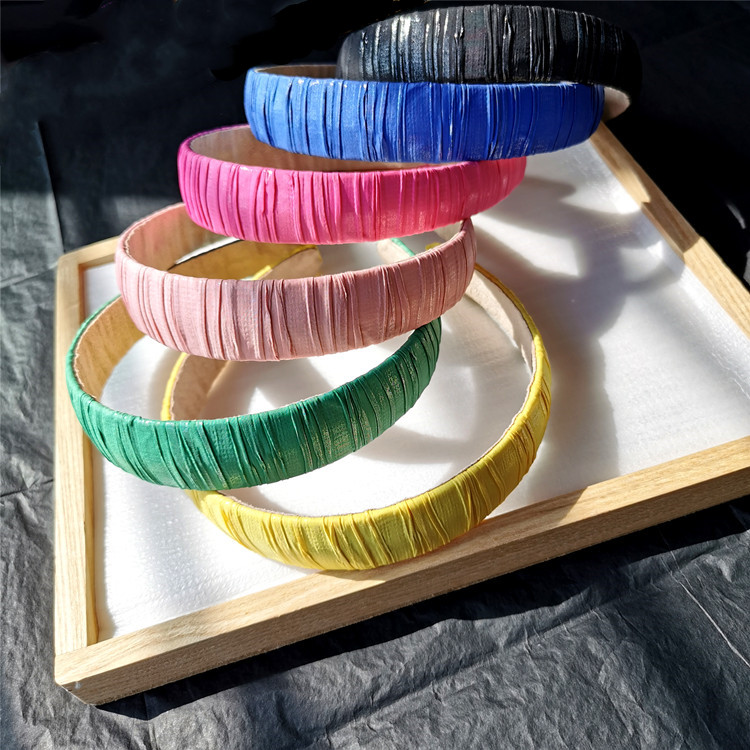 甜美彩色褶皱PU宽发箍甜美糖果色压发头箍发饰宽边发卡女发窟发饰
