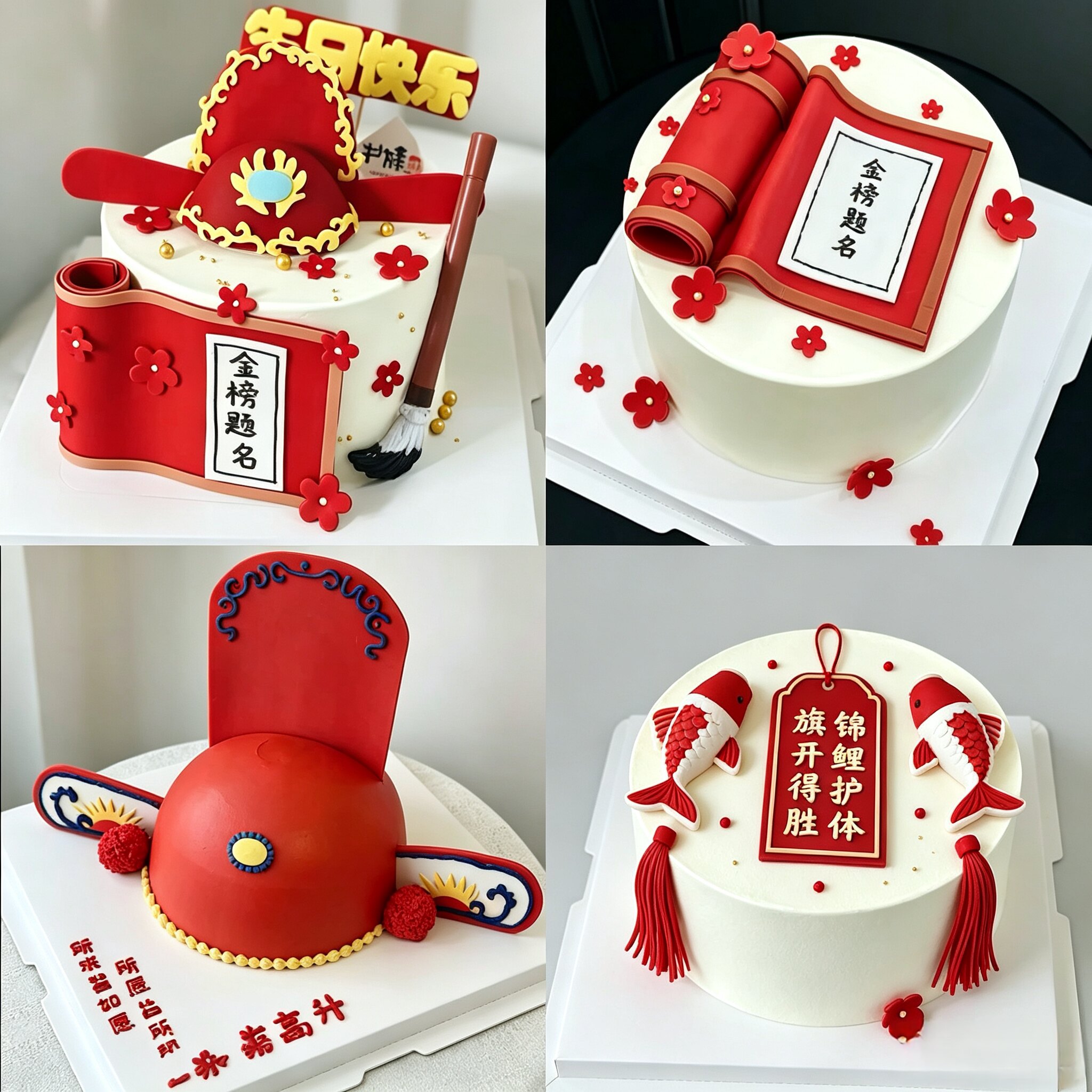 创意金榜题名状元帽中考高考生日蛋糕北京同城配送