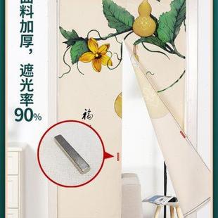 厨房遮挡挂帘 中国风布艺门帘隔断帘家用免打孔卧室卫生间半帘中式