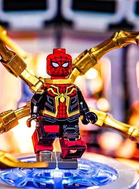 乐玩具高超级英雄美国队长DC电镀纳米战衣蜘蛛侠蓝甲虫小人仔积木