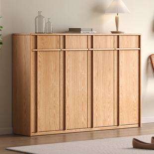 全实木橡木鞋柜家用室内骨骼线 线大容量多层超大入户玄关柜一体