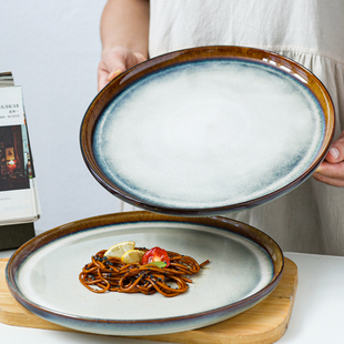 二郎〖复古百搭款〗新款特色平盘陶瓷牛排盘菜盘酒店西餐摆盘微瑕