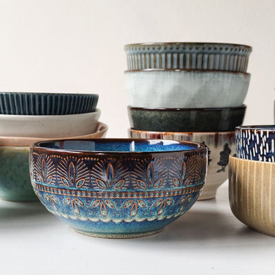 器型丰富的碗 复古使用家用沙拉碗陶瓷一人食面碗 菜碗汤碗微瑕