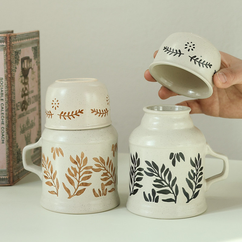 二郎家【冬日暖手好物】新中式家用带盖马克杯办公室单人茶杯水壶,餐饮具,马克杯,淘宝优惠券,粉丝福利购,淘宝优惠卷