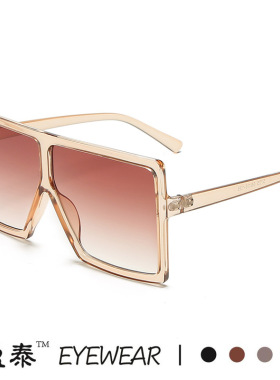 新款欧美时尚大框太阳镜跨境街拍潮流墨镜方框金属铰链眼镜