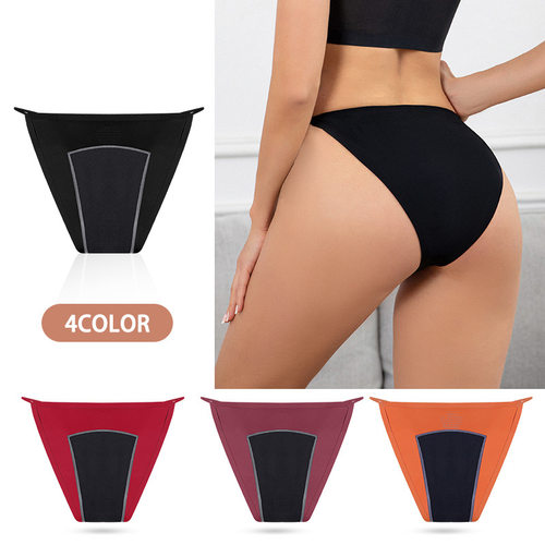 夏四层生理期内裤冰丝无痕防漏姨妈丁字裤女大码Period underwear