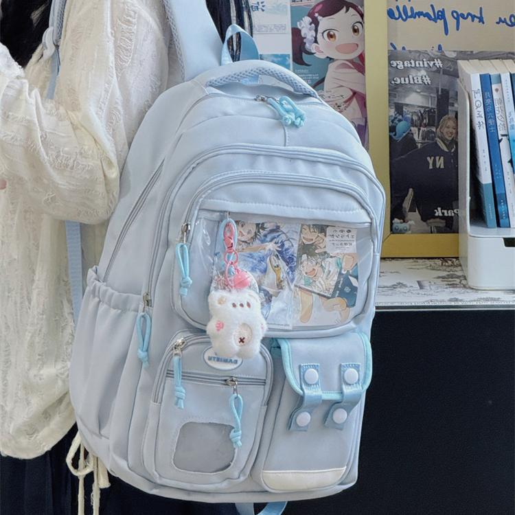 2025新款双肩包校园休闲学生大容量减负多口袋书包女初高中生背包