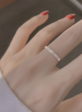 925纯银素戒光面开口戒简约设计感ins潮人戒指轻奢时尚冷淡风高级