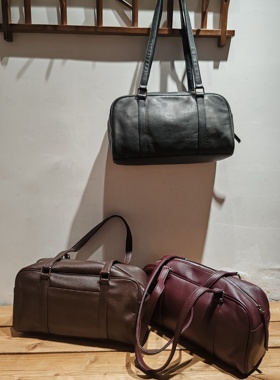 外贸出口鹿皮真皮女款休闲复古通勤单肩包