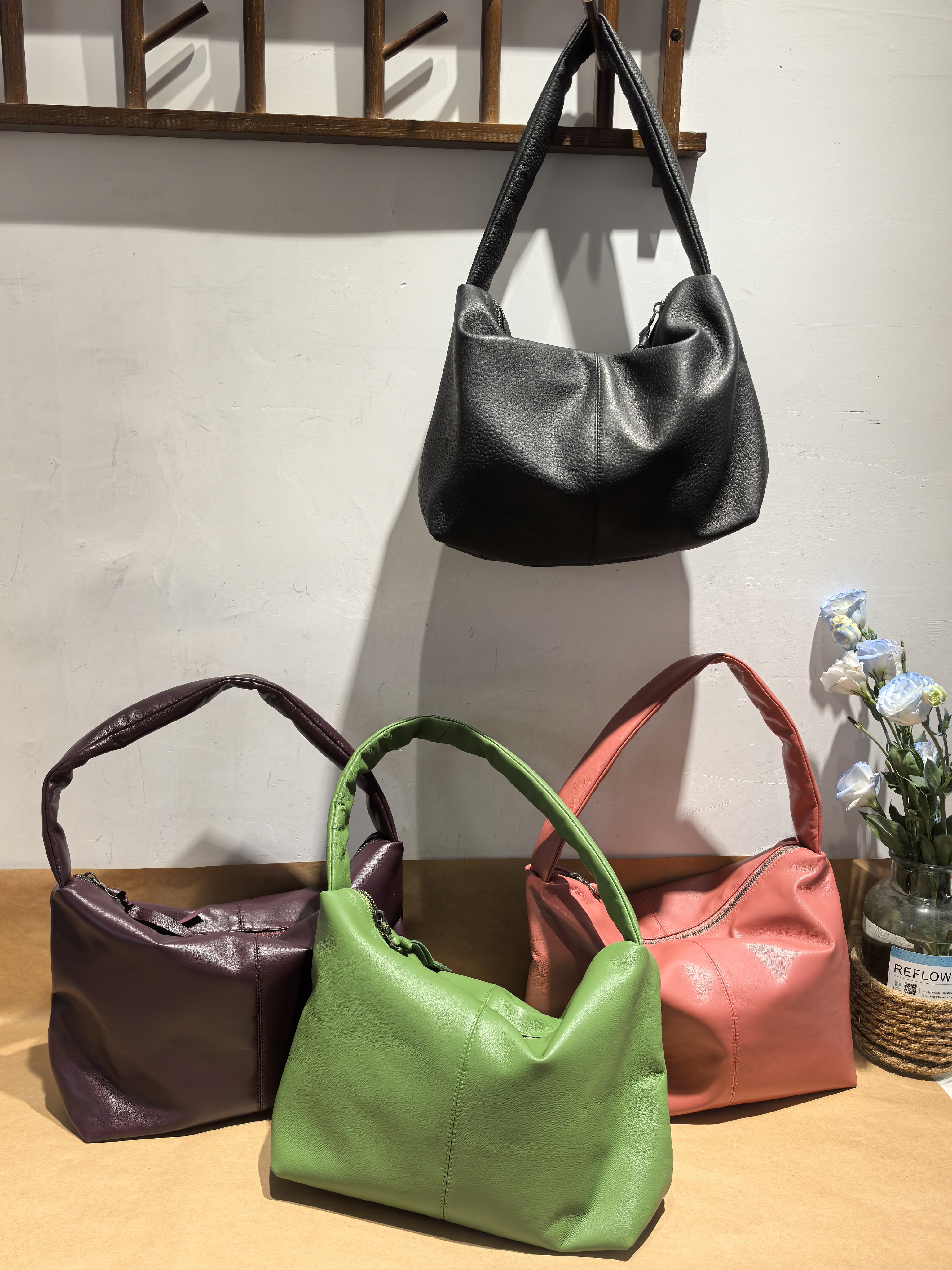 出口日本小羊皮软皮真皮轻薄单肩腋下包女包