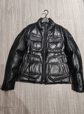 出口日本Haruf印度进口小羊皮真皮白鸭绒男款羽绒服