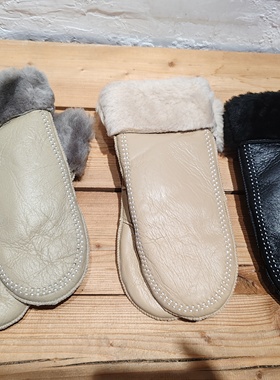 外贸出口美利奴羊皮毛一体真皮女款骑车滑雪保暖手套