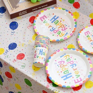 儿童生日派对一次性餐具ins风网红桌布宝宝野餐盘甜品台布置装饰
