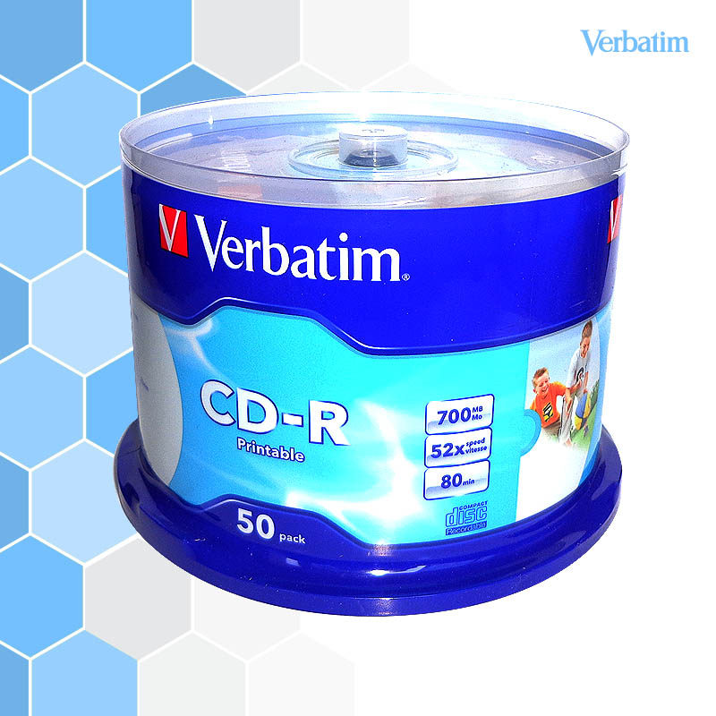 威宝 63307 白金可打印 CDR 52速 空白CD打印刻录光盘 50片桶装