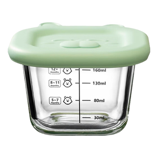 小贝熊宝宝辅食盒婴儿食物冷冻保鲜玻璃盒可蒸蛋羹专用辅食模具盒