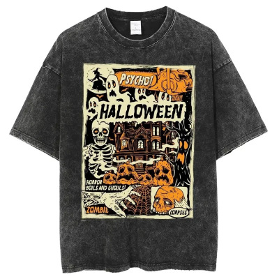 Psycho Halloween Skull Tshirt Men Women Unisex Cotton T-shir