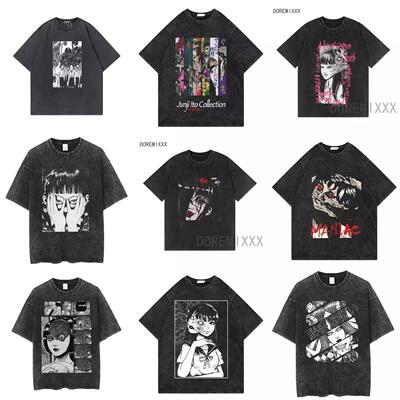 Tomie Junji Ito富江复古水洗做旧纯棉短袖t恤潮牌日系高街嘻哈服