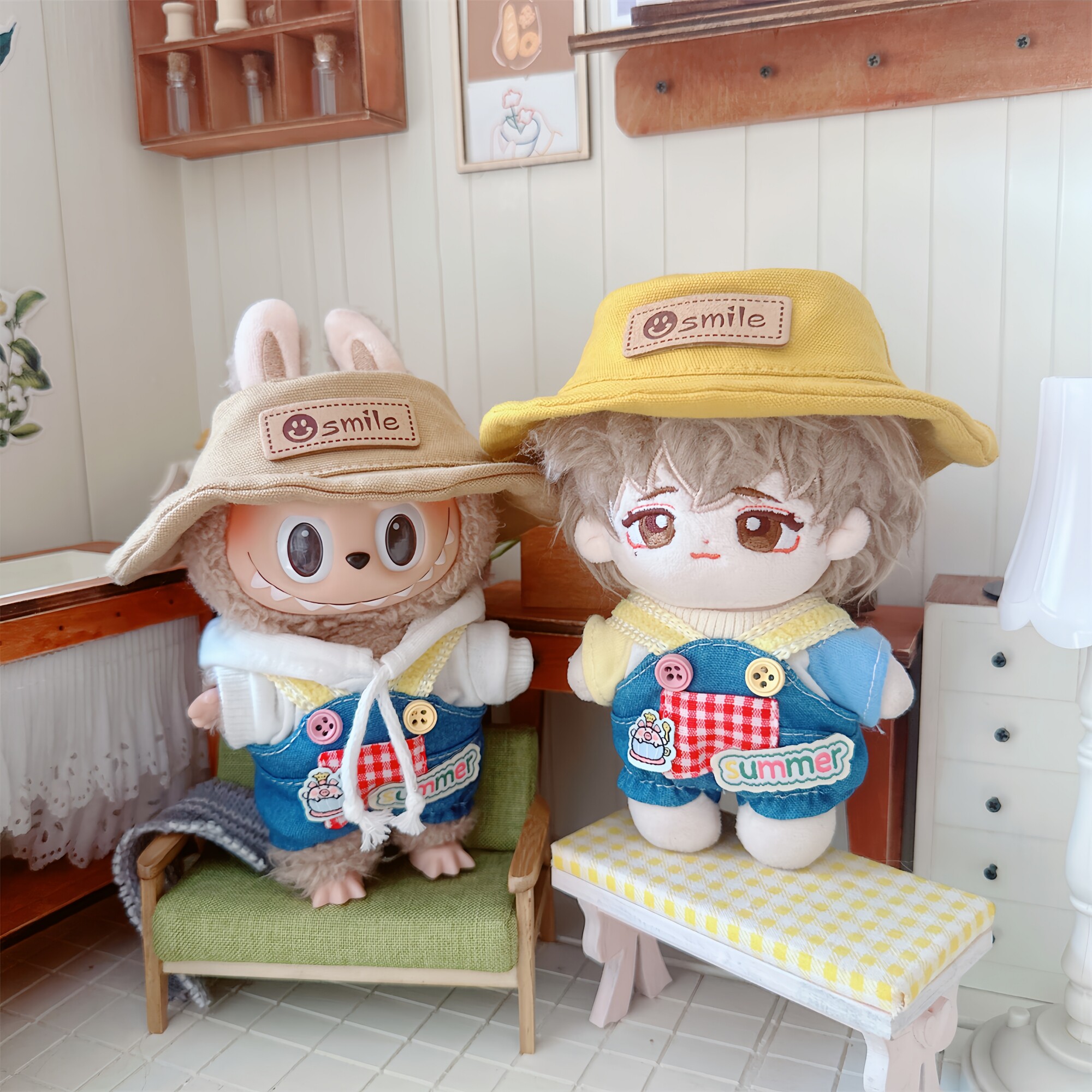 娃衣10cm15厘米棉花娃娃labubu挂件衣服公仔着替娃衣背带裤配件
