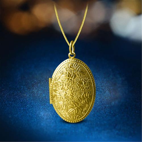 Photo box necklace for women literary retro oval clavicle