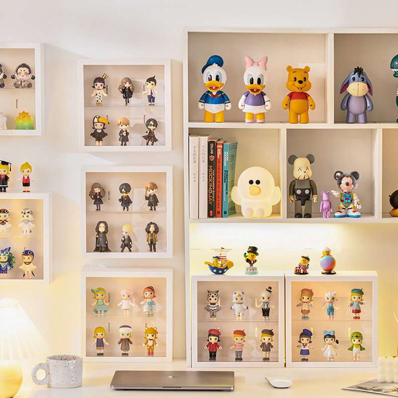 壁柜盲盒收纳展示架大容量防尘模型收纳墙透明手办泡泡玛特展示盒