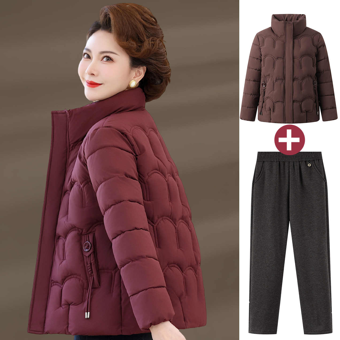 年轻妈妈秋冬装棉衣外套洋气短款羽绒棉服50岁60中老年女冬季棉袄