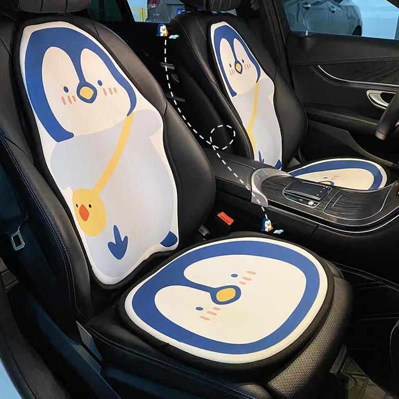 汽车坐垫四季通用可爱座套夏季棉麻凉垫女士车内座垫单片网红车垫