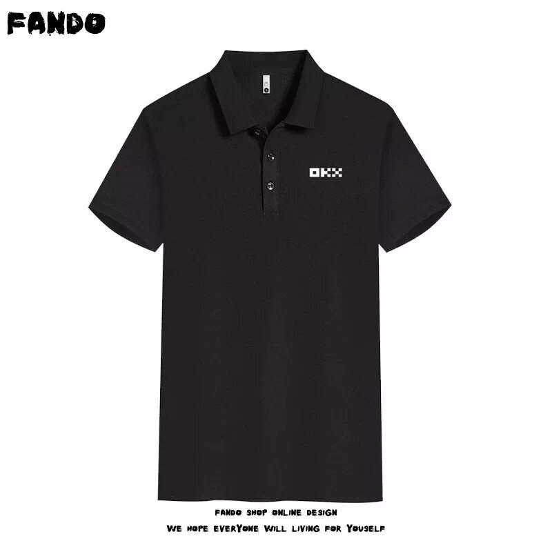 欧易OKX周边印花logo短袖男女情侣POLO衫休闲夏季透气潮流可定制